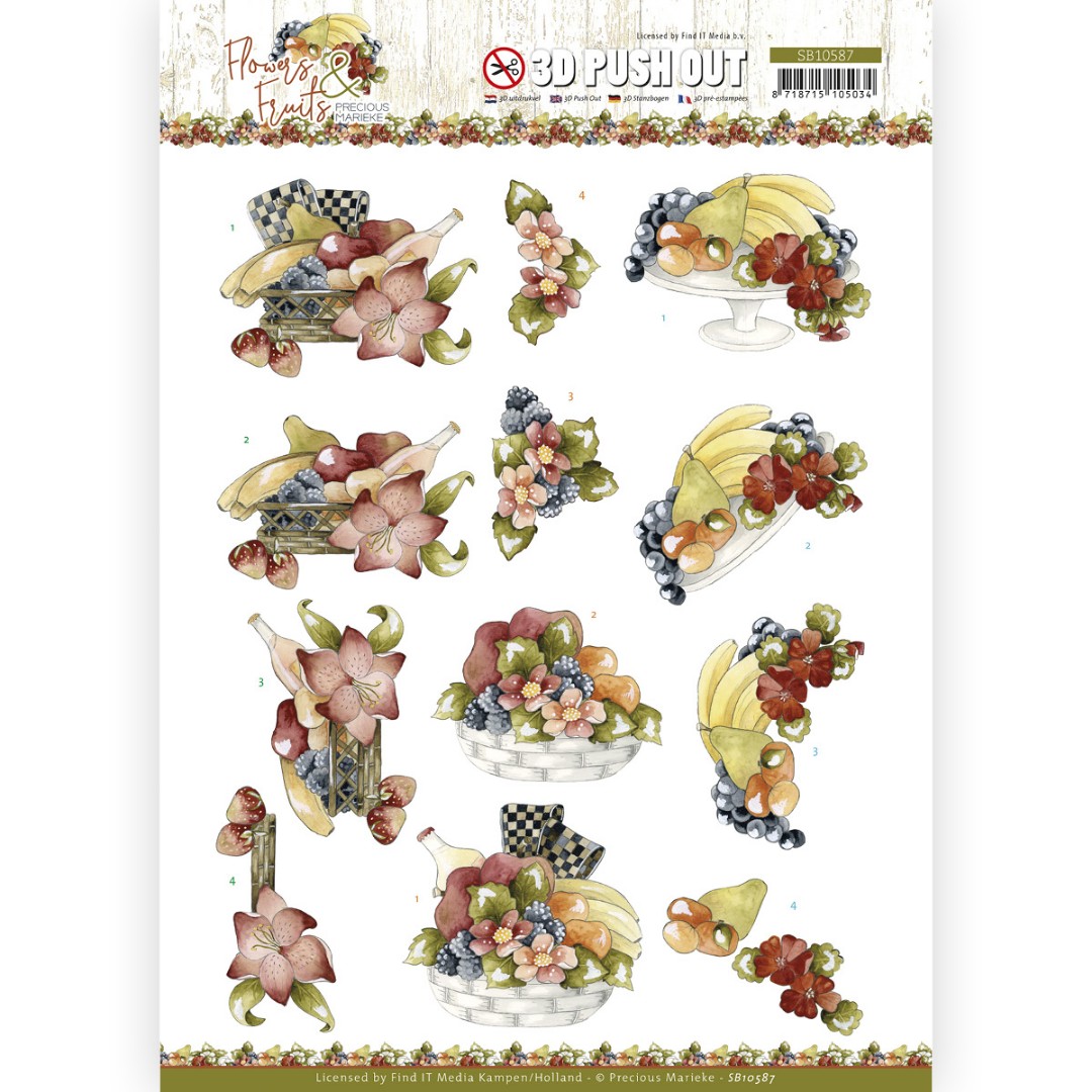 3D Push Out - Precious Marieke - Flowers and Fruits - Flowers and Bananas 3D Push Out - Precious Marieke - Flowers and Fruits - Flowers and Bananas