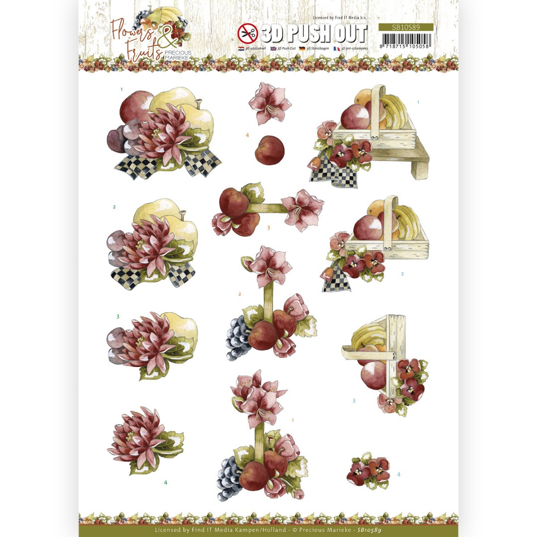 3D Push Out - Precious Marieke - Flowers and Fruits - Flowers and Apples 3D Push Out - Precious Marieke - Flowers and Fruits - Flowers and Apples