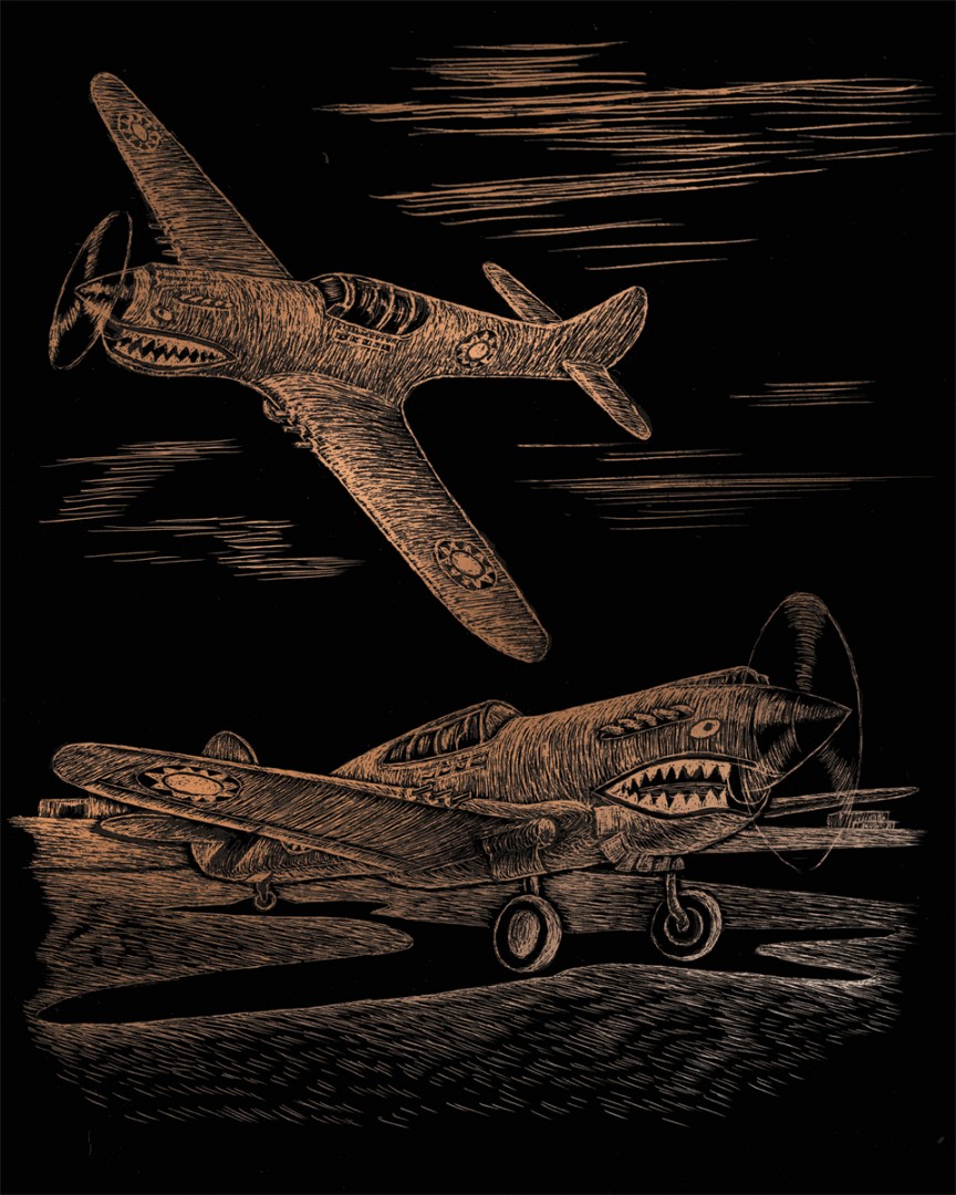 WW II FIGHTER Copper Engraving Art WW II FIGHTER Copper Engraving Art