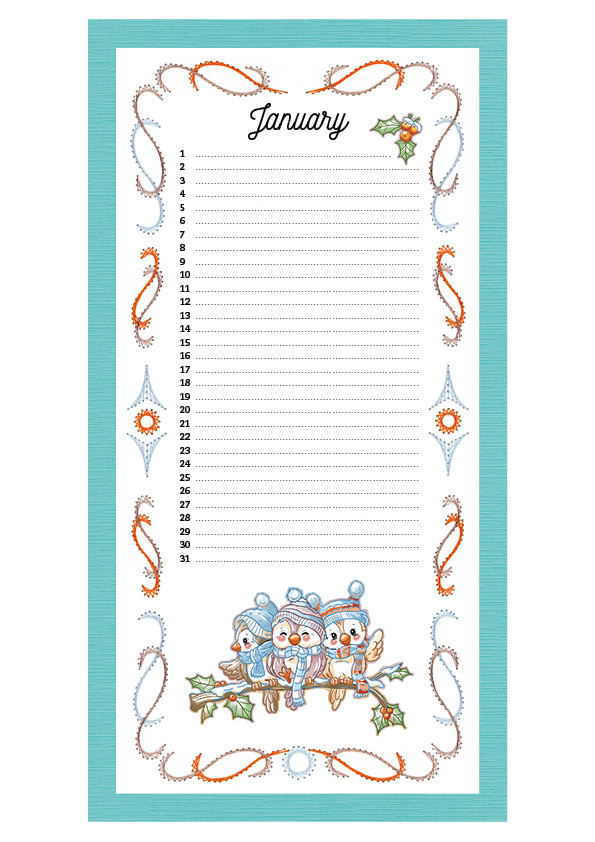 Embroidery Birthday Calendar - ENG