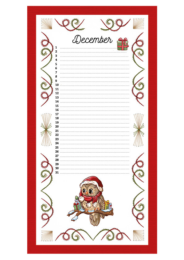 Embroidery Birthday Calendar - ENG