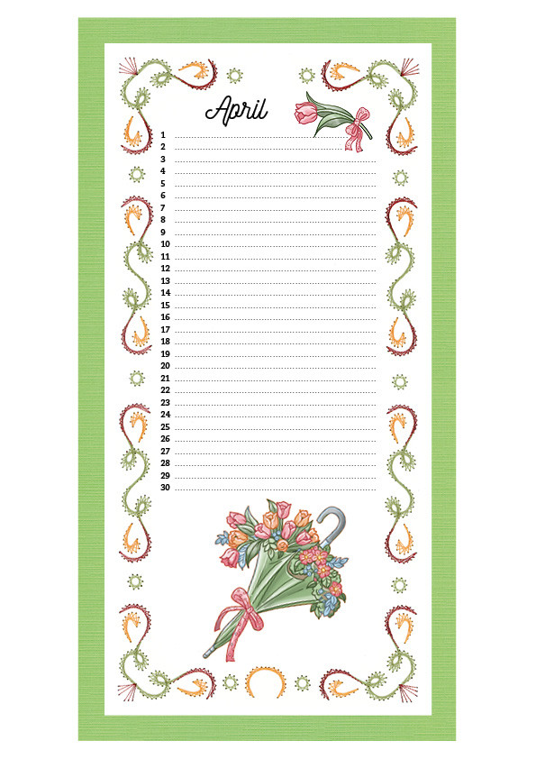 Embroidery Birthday Calendar - ENG