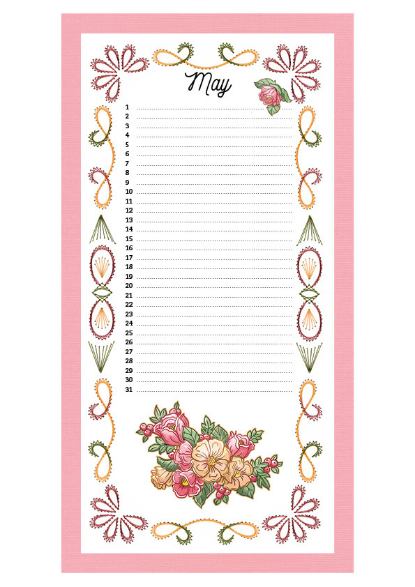 Embroidery Birthday Calendar - ENG
