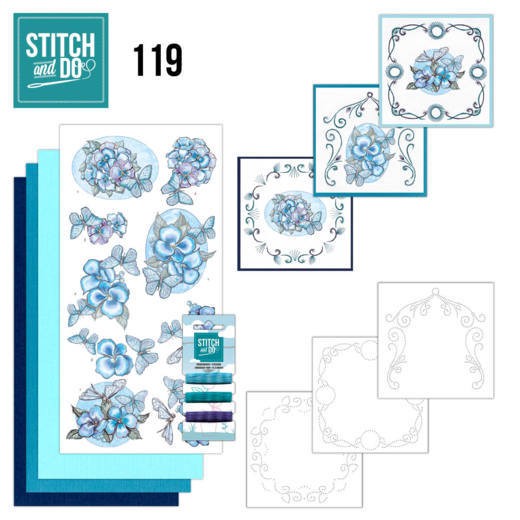 Nr. 119 Blauwe vlinders Yvonne Creations for Stitch and Do Nr. 119 Blauwe vlinders Yvonne Creations for Stitch and Do