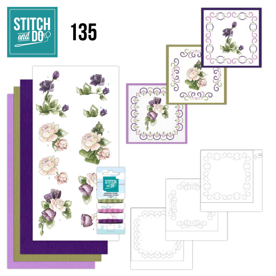 Nr. 135 Purple Flowers by Precious Marieke voor Stitch and Do Nr. 135 Purple Flowers by Precious Marieke voor Stitch and Do