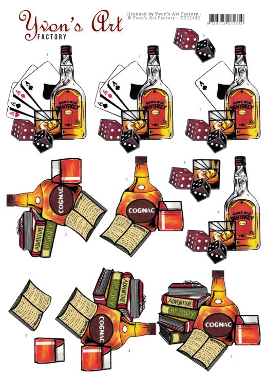 Cognac en Whiskey 3D Knipvel van Yvon's Art Cognac en Whiskey 3D Knipvel van Yvon's Art