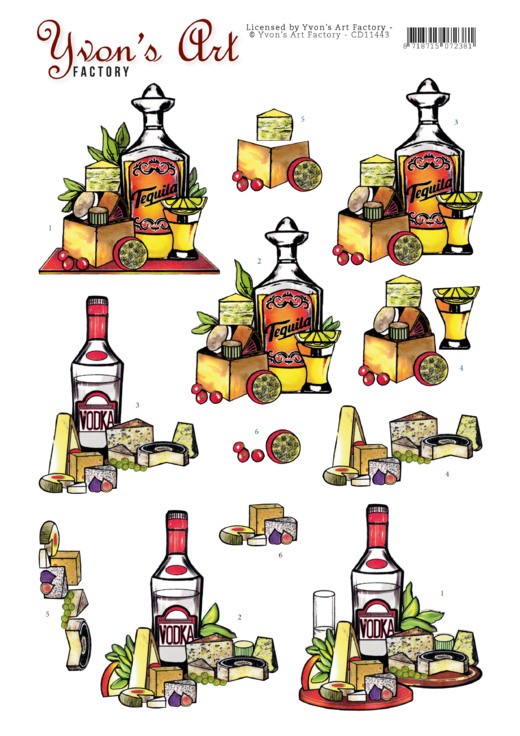Tequila en wodka 3D Knipvel van Yvon's Art Tequila en wodka 3D Knipvel van Yvon's Art