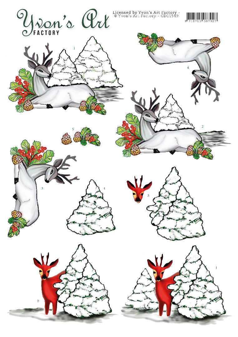 Deer 3D Cutting Sheet by Yvon's Art Deer 3D Cutting Sheet by Yvon's Art