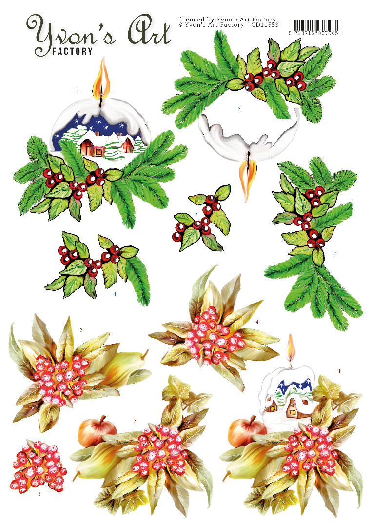 Christmas Candle 3D Cutting Sheet by Yvon's Art Christmas Candle 3D Cutting Sheet by Yvon's Art