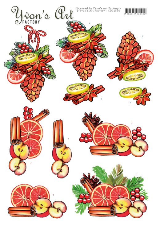 Christmas Fruit 3D Cutting Sheet by Yvon's Art Christmas Fruit 3D Cutting Sheet by Yvon's Art