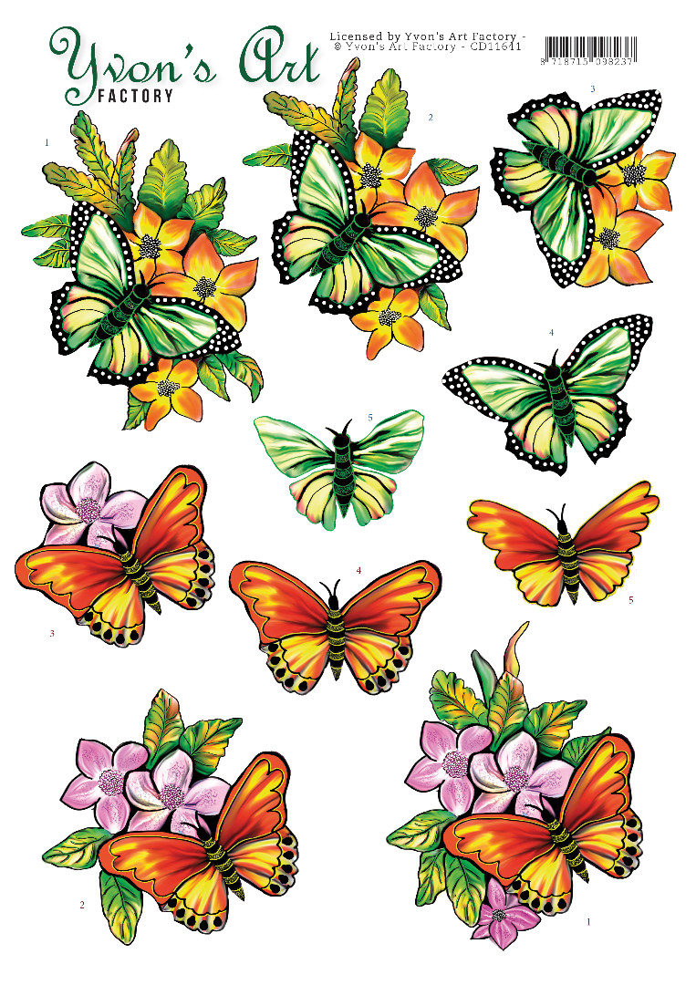 Orange Butterflies 3D CS Yvon's Art Orange Butterflies 3D CS Yvon's Art