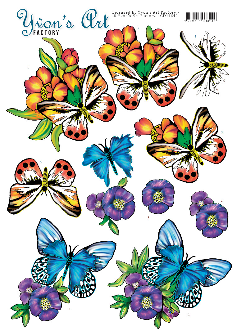 Blue Butterflies 3D CS Yvon's Art Blue Butterflies 3D CS Yvon's Art