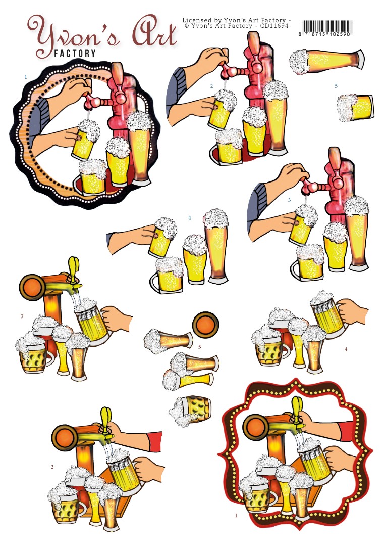3D Cutting Sheet - Yvon's Art - Beer 3D Cutting Sheet - Yvon's Art - Beer