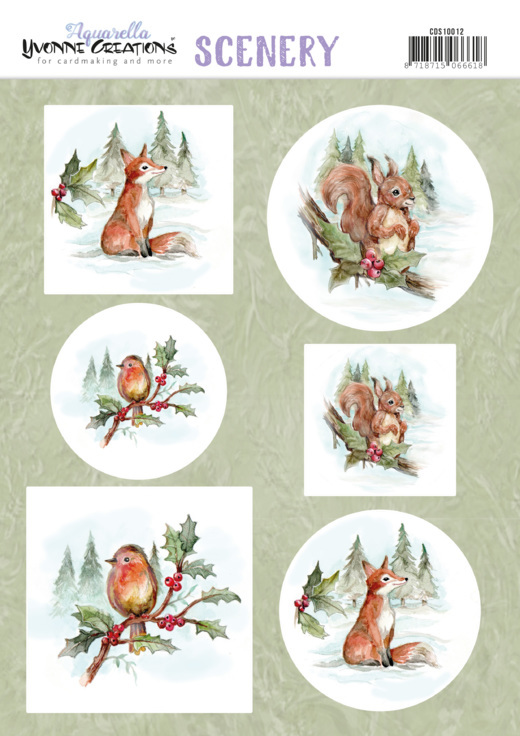 Scenery - Yvonne Creations - Aquarella - Christmas Animals Scenery - Yvonne Creations - Aquarella - Christmas Animals
