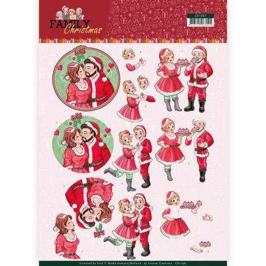 Liefdevolle Kerst Family Christmas 3D-Knipvel van Yvonne Creations Liefdevolle Kerst Family Christmas 3D-Knipvel van Yvonne Creations