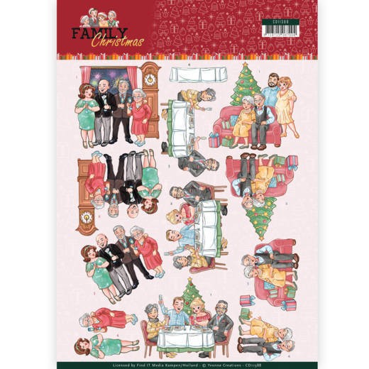 Gelukkige Familie - Family Christmas 3D-Knipvel van Yvonne Creations Gelukkige Familie - Family Christmas 3D-Knipvel van Yvonne Creations