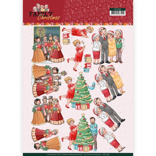 Kerstviering Family Christmas 3D-Knipvel van Yvonne Creations Kerstviering Family Christmas 3D-Knipvel van Yvonne Creations