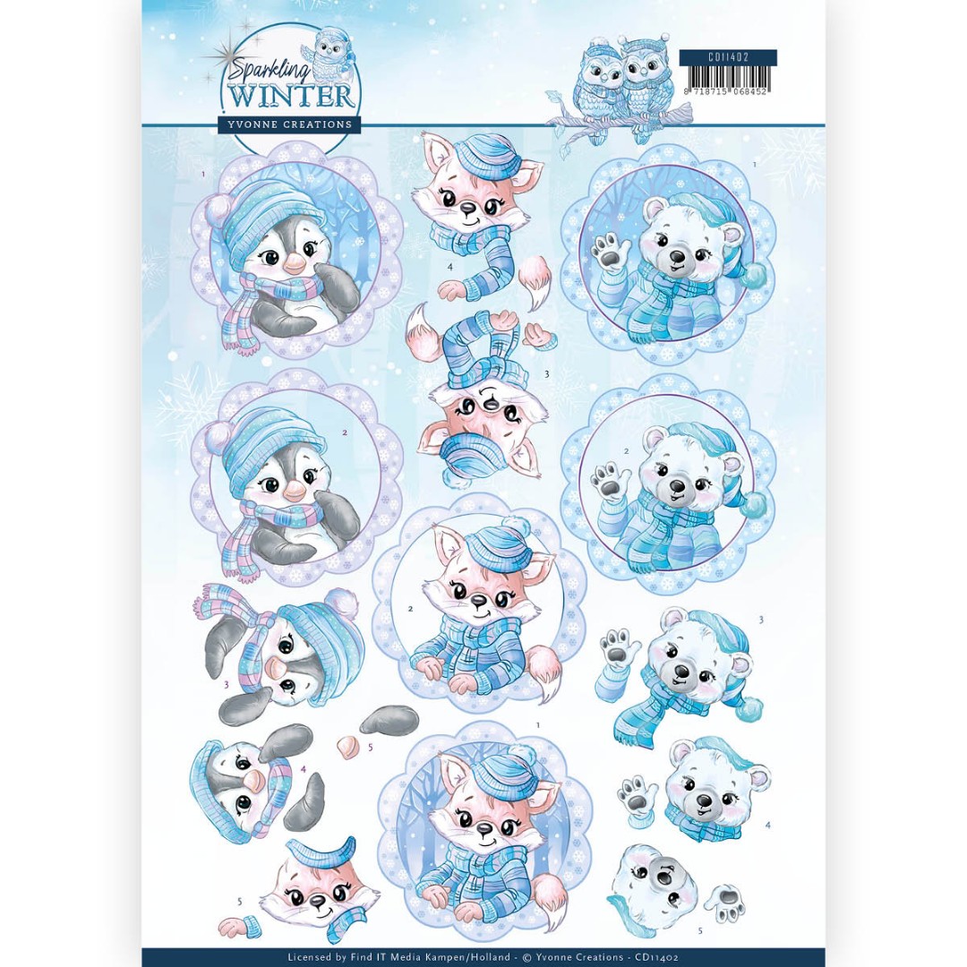 Wintervrienden Sparkling Winter - 3D-Knipvel van Yvonne Creations Wintervrienden Sparkling Winter - 3D-Knipvel van Yvonne Creations