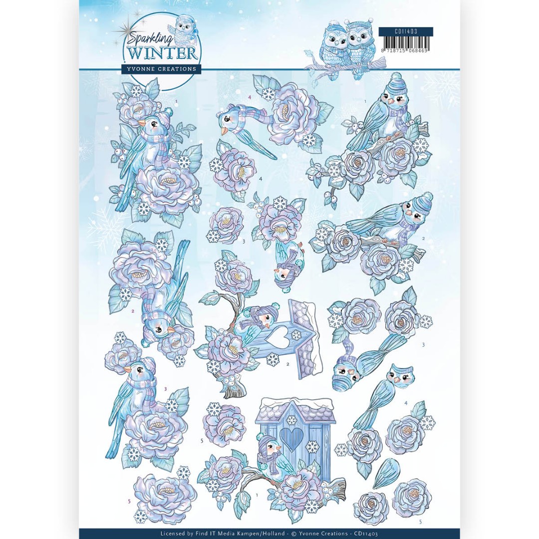Wintervogels Sparkling Winter - 3D-Knipvel van Yvonne Creations Wintervogels Sparkling Winter - 3D-Knipvel van Yvonne Creations