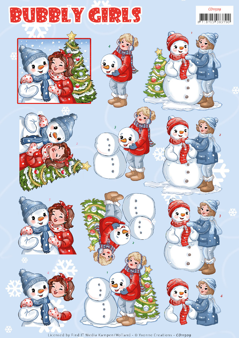 Christmas Bubbly Girls - 3D Cutting Sheet by Yvonne Creations Christmas Bubbly Girls - 3D Cutting Sheet by Yvonne Creations