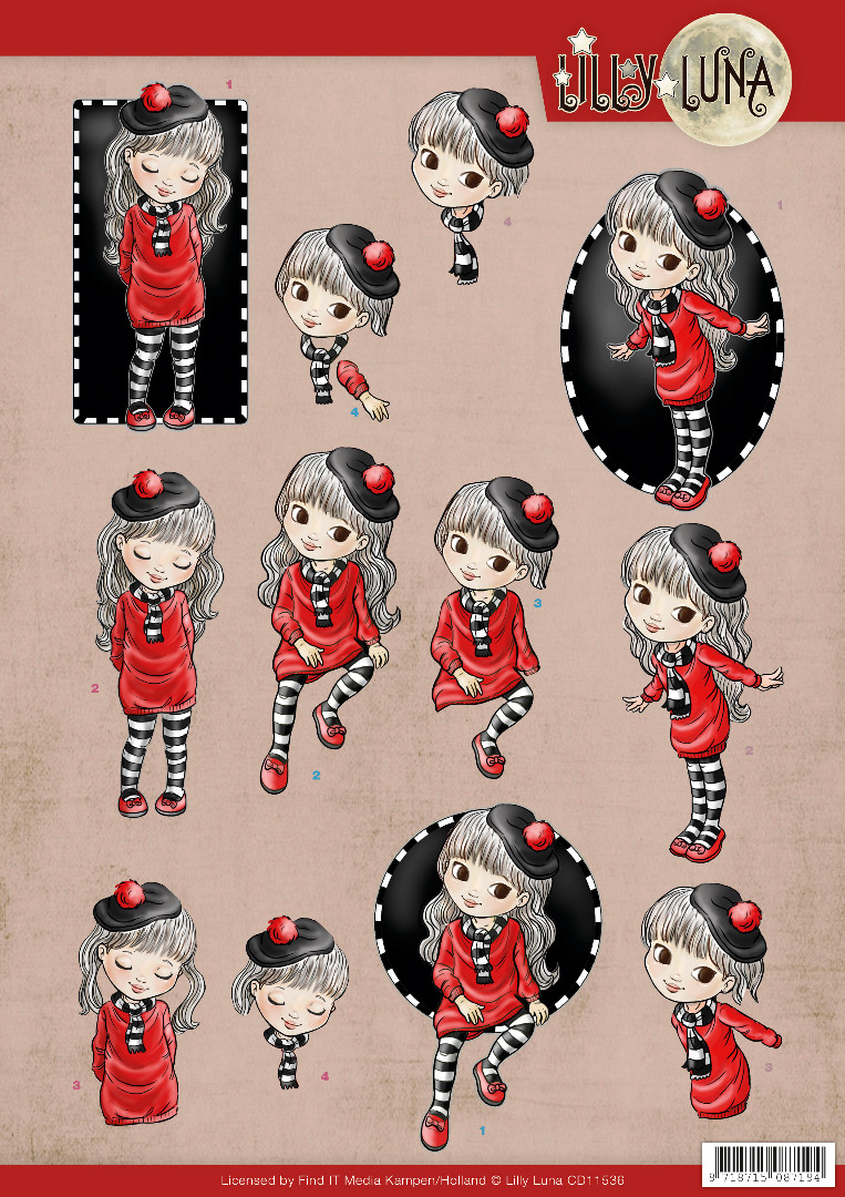 3D Cutting Sheet - Yvonne Creations - Lilly luna - Lady in Red 3D Cutting Sheet - Yvonne Creations - Lilly luna - Lady in Red