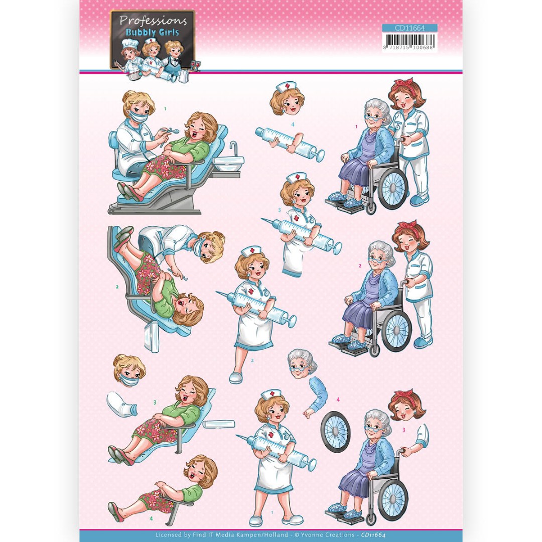 Nurse - Bubbly Girls Professions 3D Cutting Sheet - Yvonne Creations Nurse - Bubbly Girls Professions 3D Cutting Sheet - Yvonne Creations