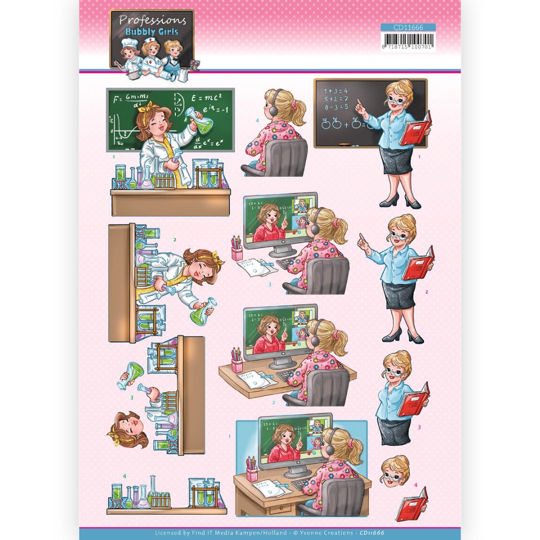 3D Cutting Sheet - Yvonne Creations - Bubbly Girls Professions - Teacher 3D Cutting Sheet - Yvonne Creations - Bubbly Girls Professions - Teacher