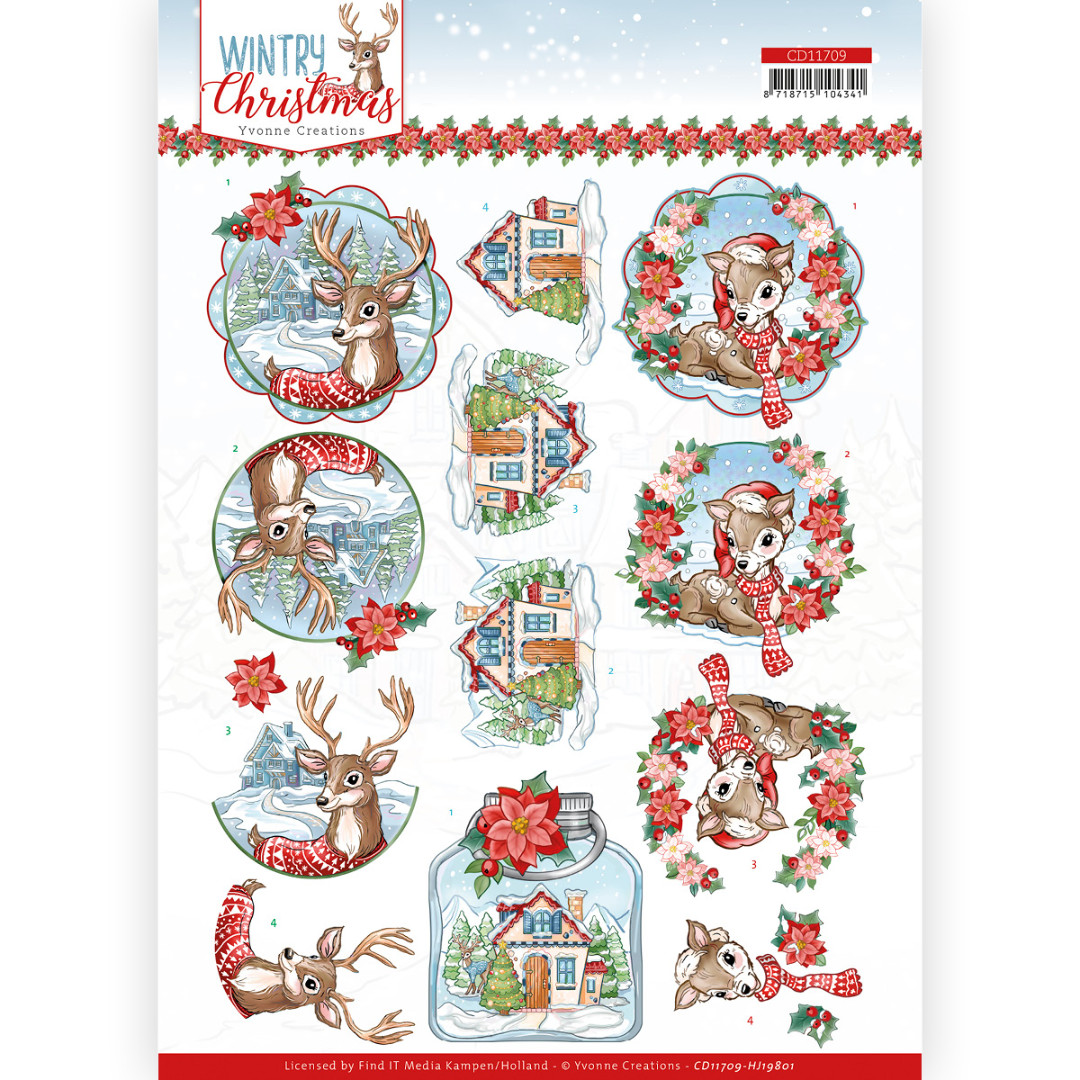 3D Cutting Sheet - Yvonne Creations - Wintry Christmas - Christmas Deer 3D Cutting Sheet - Yvonne Creations - Wintry Christmas - Christmas Deer
