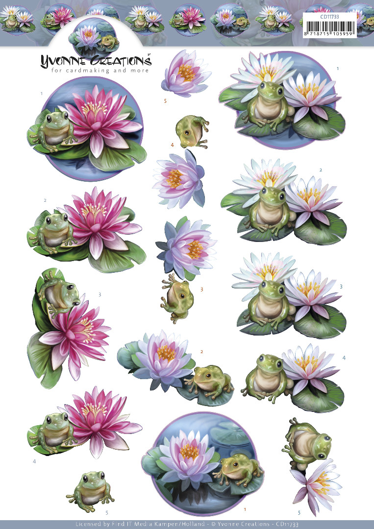 3D Cutting Sheets - Yvonne Creations - Frog and Water Lily 3D Cutting Sheets - Yvonne Creations - Frog and Water Lily