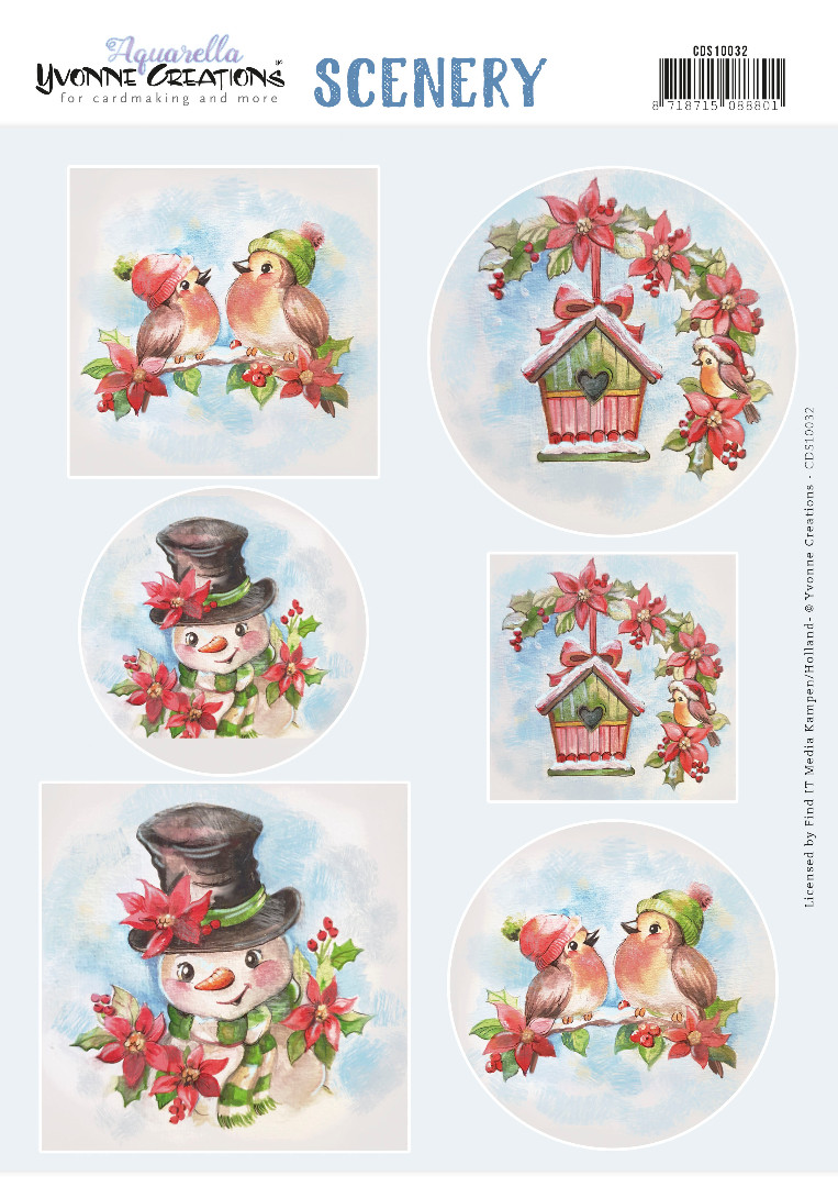 Push Out Scenery - Yvonne Creations - Aquarella - Christmas Birds