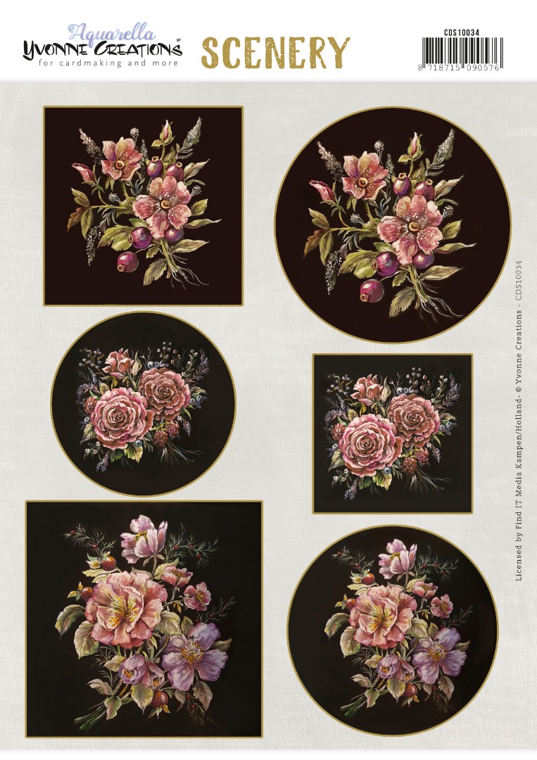 Antique Flowers - Aquarella Push Out Scenery by Yvonne Creations