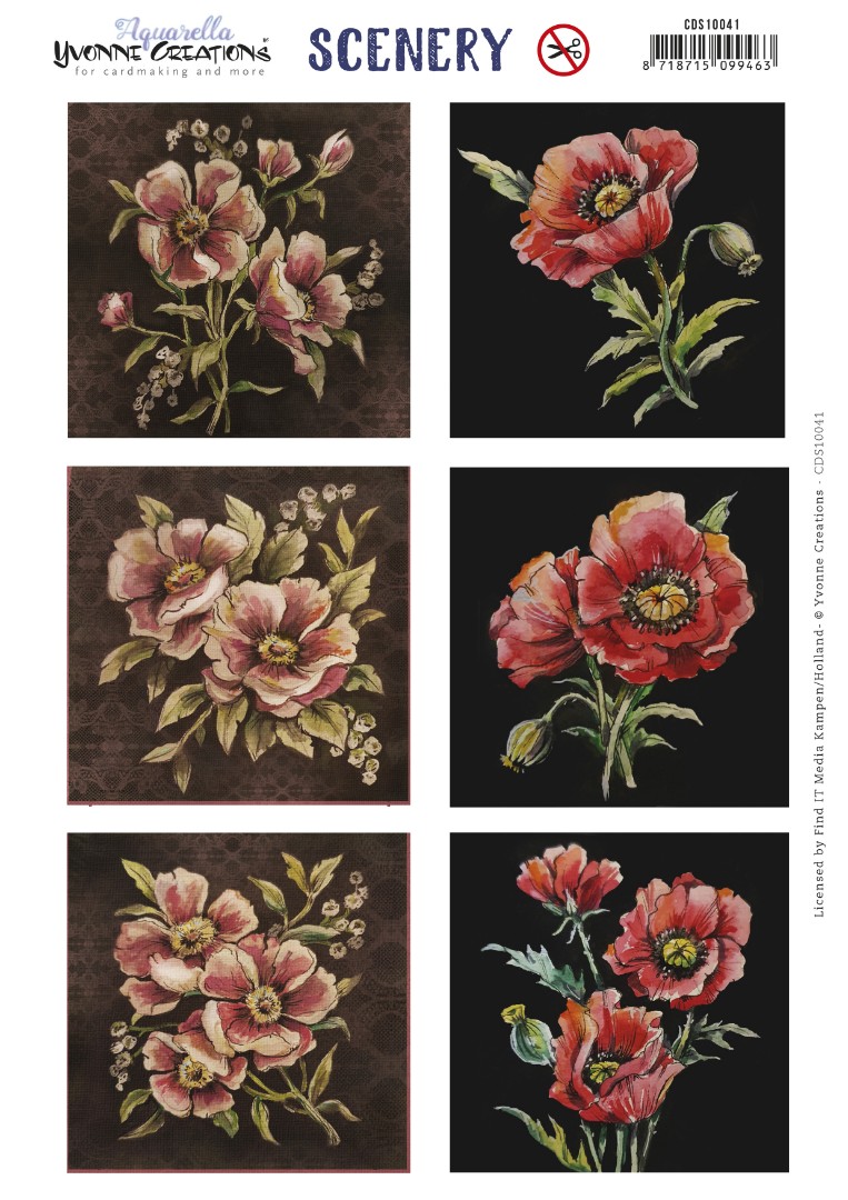 Push Out Scenery - Yvonne Creations - Aquarella - Poppies square 
