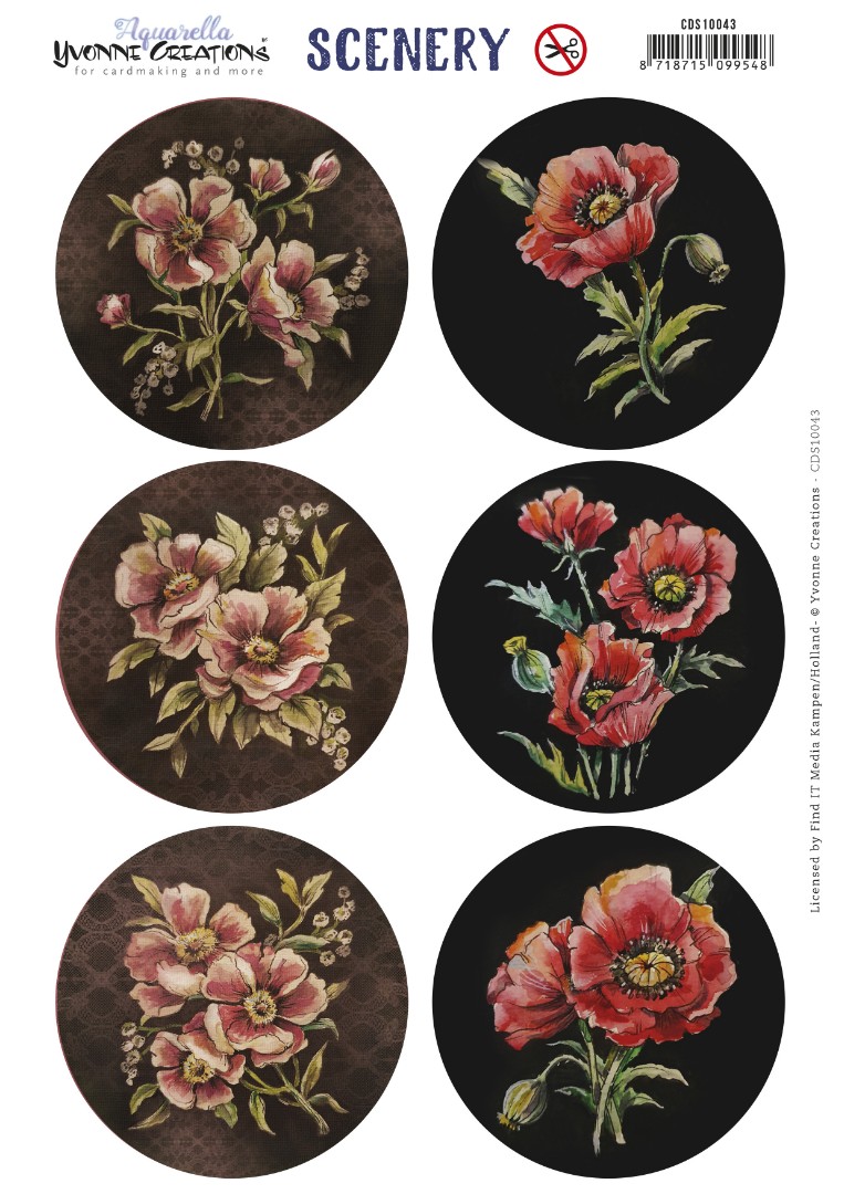 Push Out Scenery - Yvonne Creations - Aquarella - Poppies Circle