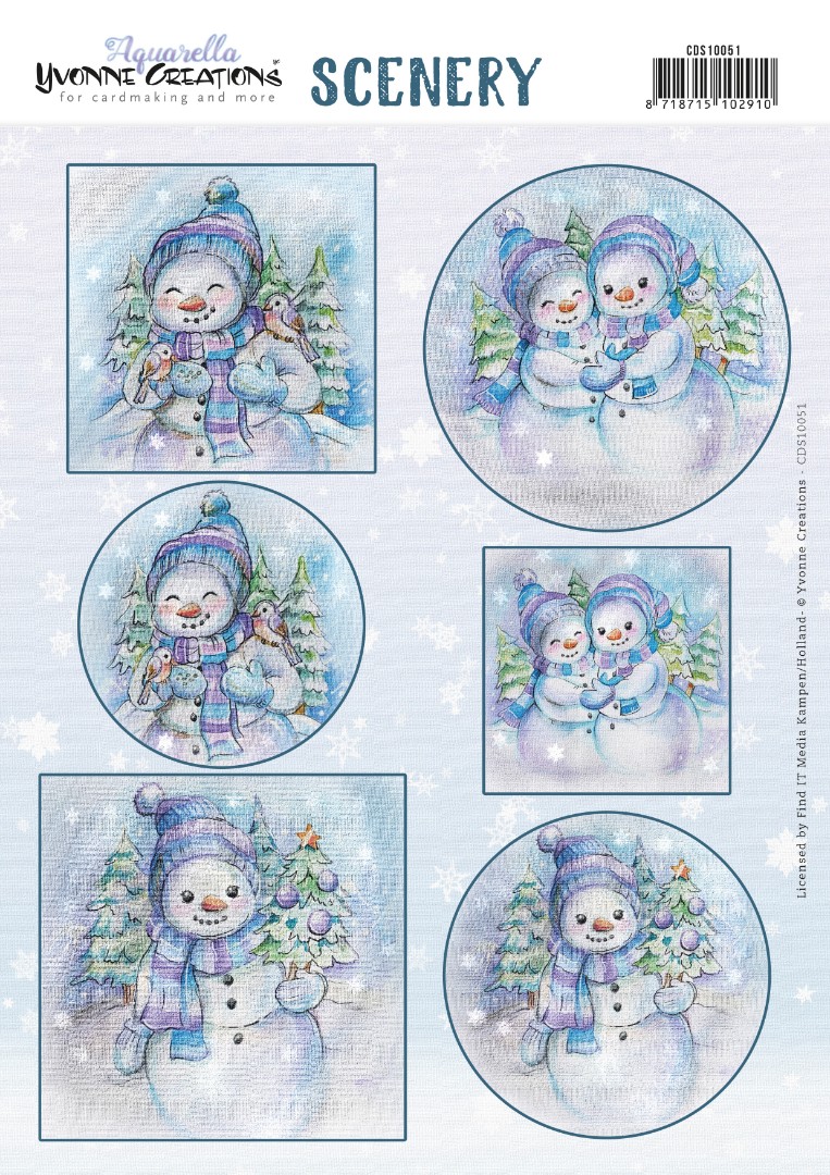 Push Out Scenery - Yvonne Creations - Aquarella - Snowmen