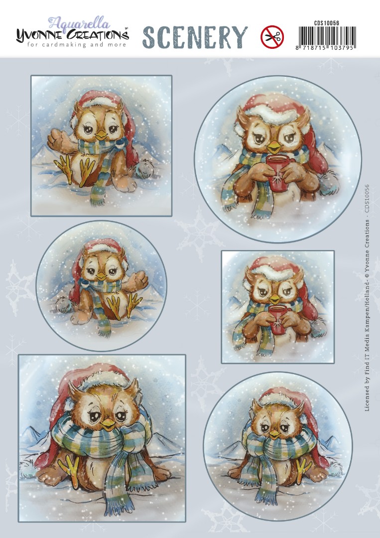 Push Out Scenery - Yvonne Creations - Aquarella - Owl Push Out Scenery - Yvonne Creations - Aquarella - Owl