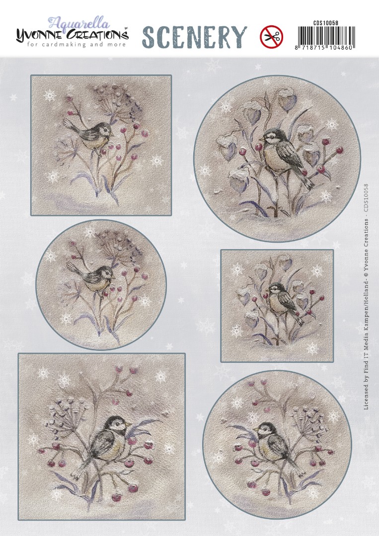 Push Out Scenery - Yvonne Creations - Aquarella - Winter Birds