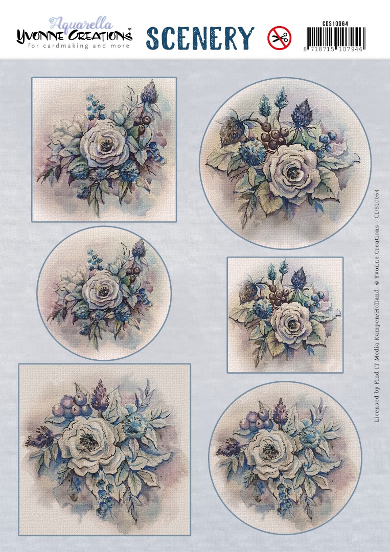Push Out Scenery - Yvonne Creations - Blue Flowers Push Out Scenery - Yvonne Creations - Blue Flowers