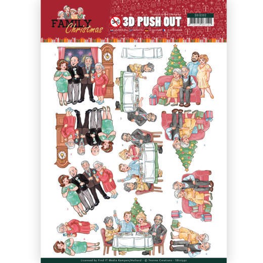 Gelukkige Familie - Family Christmas 3D-Uitdrukvel van Yvonne Creations Gelukkige Familie - Family Christmas 3D-Uitdrukvel van Yvonne Creations