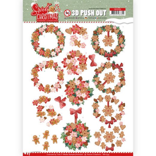 Kransen 3D-Uitdrukvel Sweet Christmas van Yvonne Creations Kransen 3D-Uitdrukvel Sweet Christmas van Yvonne Creations