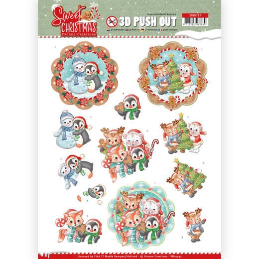 Winterdieren - Sweet Christmas 3D-Uitdrukvel van Yvonne Creations Winterdieren - Sweet Christmas 3D-Uitdrukvel van Yvonne Creations