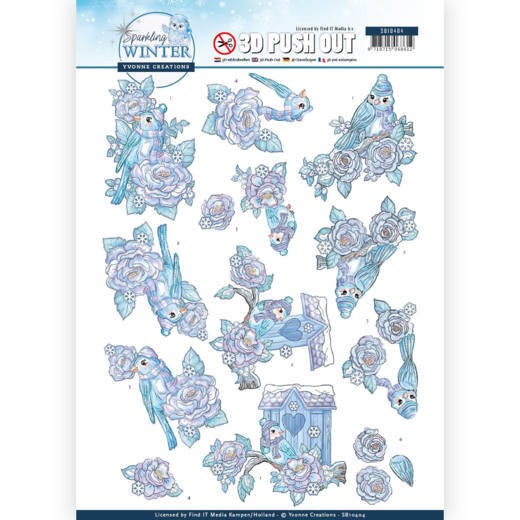 Wintervogels Sparkling Winter 3D-Uitdrukvel van Yvonne Creations Wintervogels Sparkling Winter 3D-Uitdrukvel van Yvonne Creations