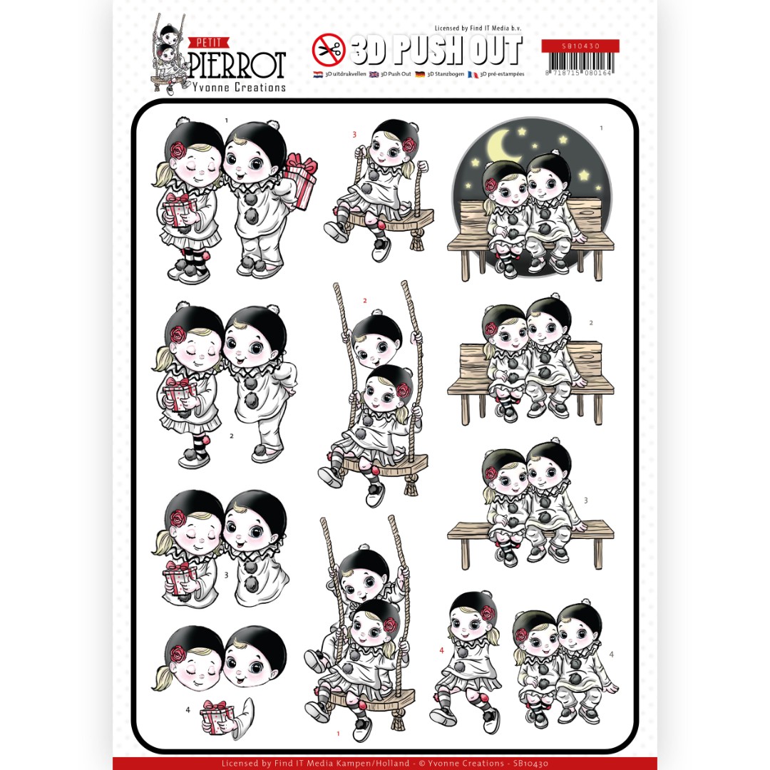 Happy Together Petit Pierrot 3D Push-Out Sheet by Yvonne Creations Happy Together Petit Pierrot 3D Push-Out Sheet by Yvonne Creations
