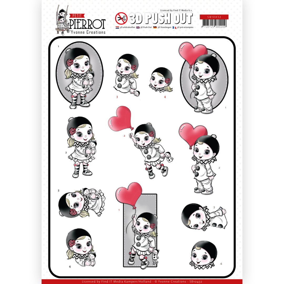With Love Petit Pierrot 3D Push-Out Sheet by Yvonne Creations With Love Petit Pierrot 3D Push-Out Sheet by Yvonne Creations