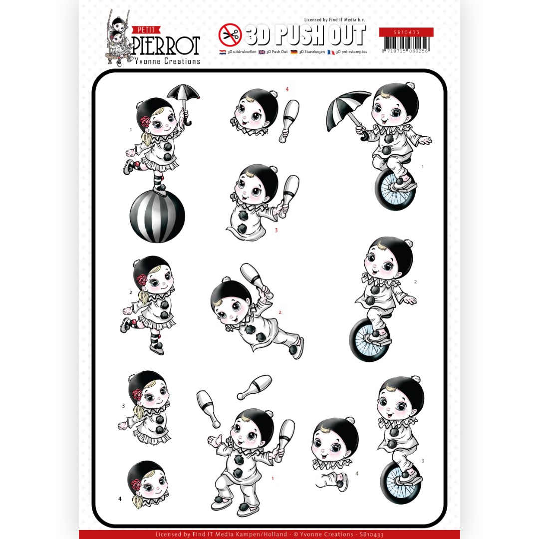 At the Circus Petit Pierrot 3D Push-Out Sheet by Yvonne Creations At the Circus Petit Pierrot 3D Push-Out Sheet by Yvonne Creations