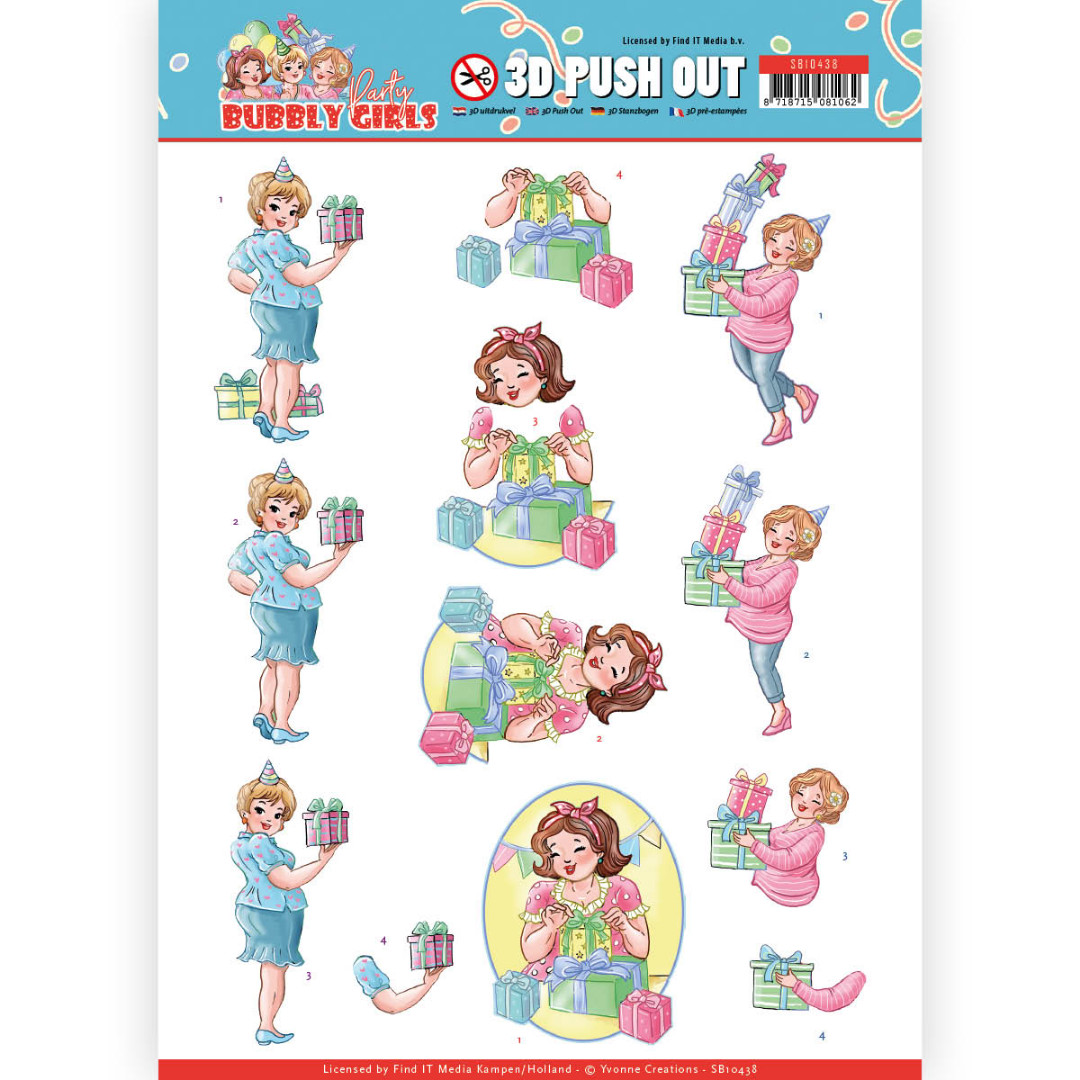 Decorating Bubbly Girls Party 3D-Push-Out Sheet by Yvonne Creations Decorating Bubbly Girls Party 3D-Push-Out Sheet by Yvonne Creations