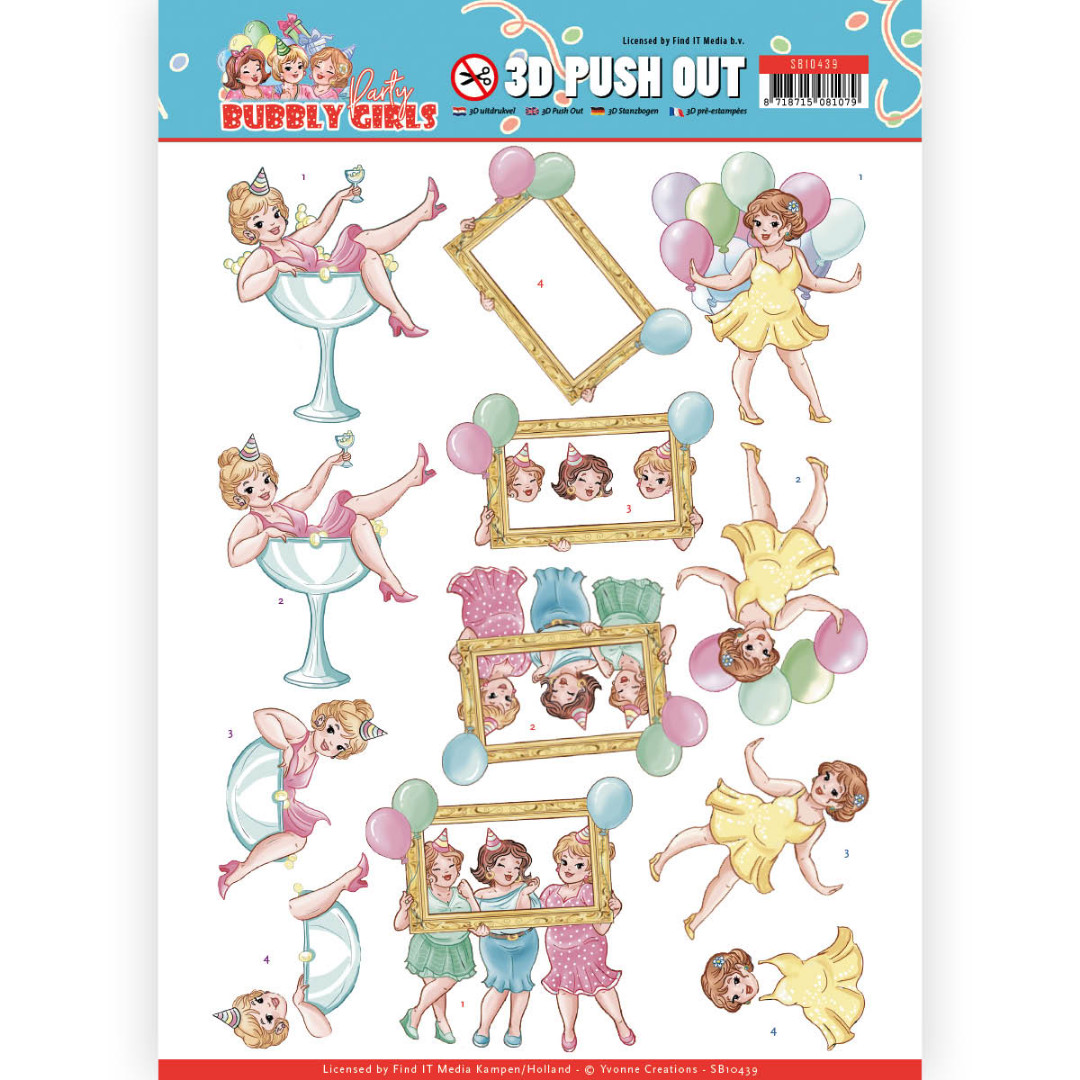 Let's have fun Bubbly Girls Party 3D-Push-Out Sheet by Yvonne Creations Let's have fun Bubbly Girls Party 3D-Push-Out Sheet by Yvonne Creations