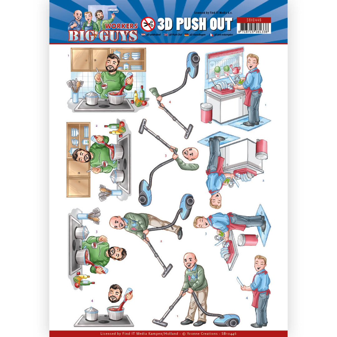 Big Cleaning - Workers - Big Guys 3D-Push-Out Sheet by Yvonne Creations Big Cleaning - Workers - Big Guys 3D-Push-Out Sheet by Yvonne Creations