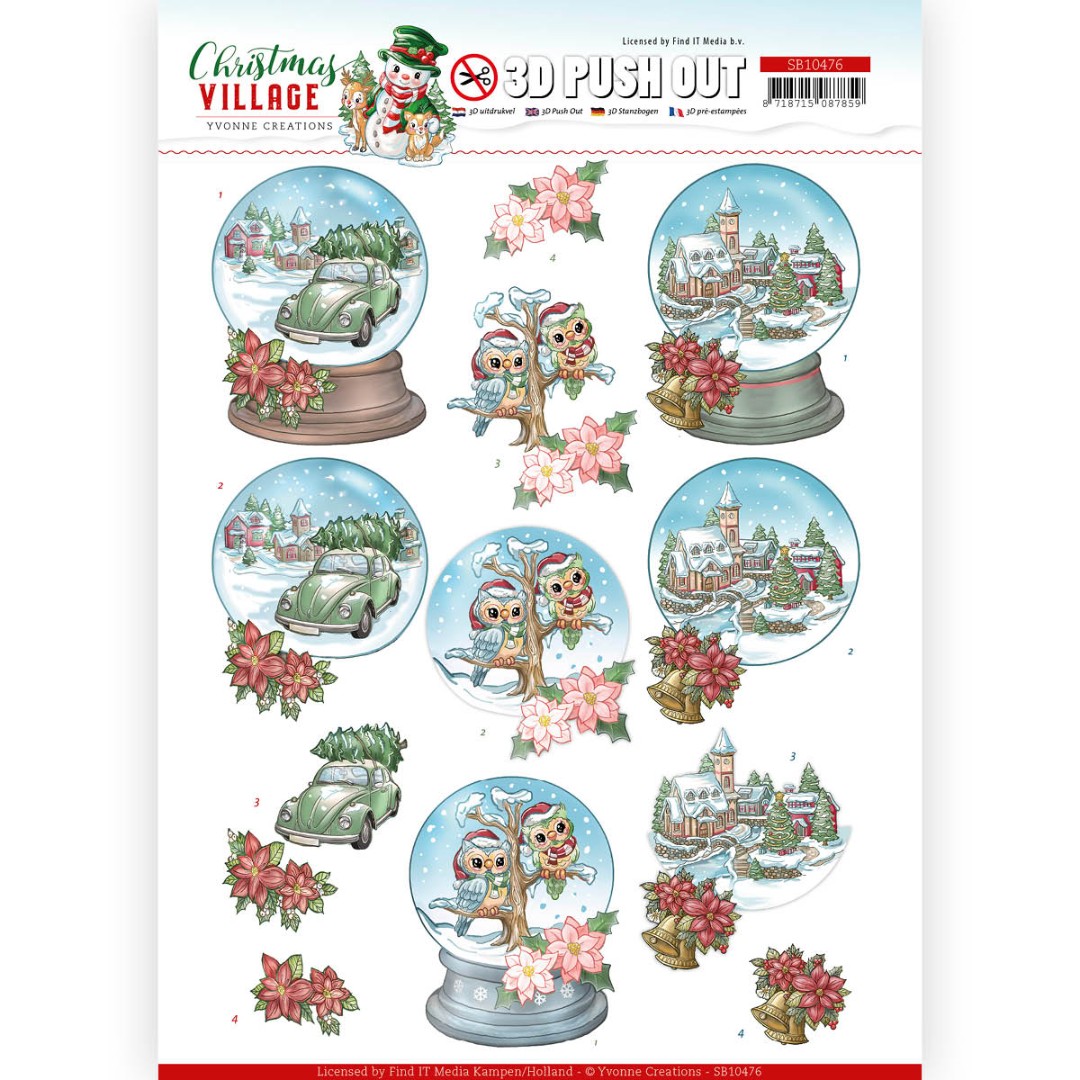 Christmas Globes Christmas Village 3D Push Out Sheet by Yvonne Creations Christmas Globes Christmas Village 3D Push Out Sheet by Yvonne Creations