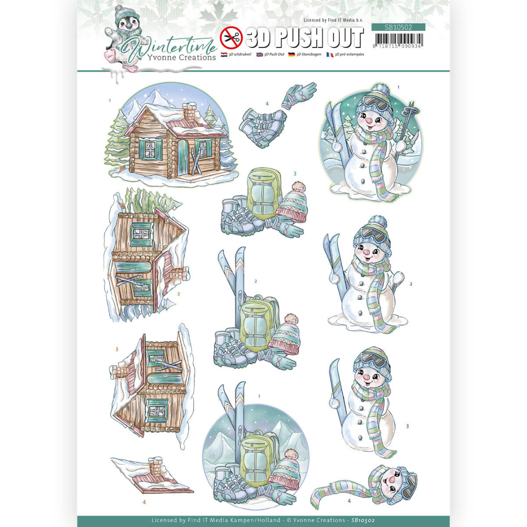 Ski - Wintertime 3D Push Out Sheet by Yvonne Creations Ski - Wintertime 3D Push Out Sheet by Yvonne Creations