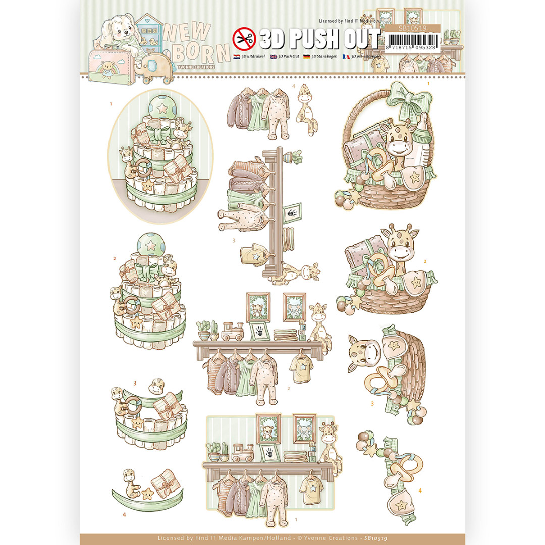 Baby Basket - Newborn 3D Push Out Sheet by Yvonne Creations Baby Basket - Newborn 3D Push Out Sheet by Yvonne Creations